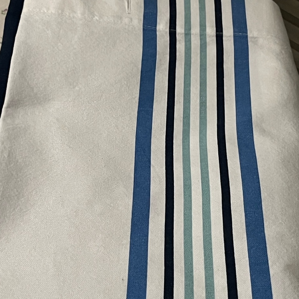 Kassatex White and Navy Striped Fabric shower curtain